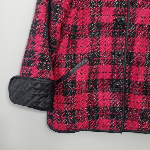 Bob Mackie Red Plaid Tweed Wearable Art Jacket S - Picture 3 of 12